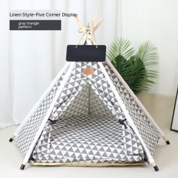 Pet Tent Cat House Removable And Washable Kennel Cat Villa Semi-enclosed Insulation Cat Nest Foldable Cat Tents (Option: Style E-S)