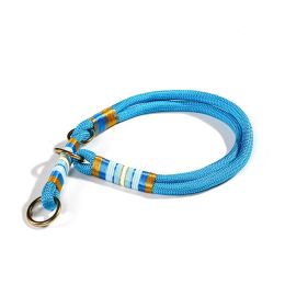 Dog Hand Holding Rope Anti Breaking Loose Collar (Option: Collar Peacock Blue-S)