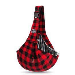 Pet Supplies Red And Black Plaid Shoulder Strap Adjustable Buckle Single-shoulder Bag (Option: Red And Black)