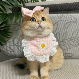 Cat Lace Suit Saliva Towel Princess Style Scarf Bib Decoration (Option: Pink Plaid Suit-Less Than Free Size)