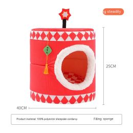 Lucky Persimmon Festive Gift Box Warm Pet Cat Nest (Option: Cannon Sound Cylinder Nest)