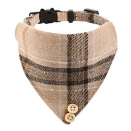 British Cat Collar With Bell Plaid Bow (Option: Brown Triangular Binder-1CMx20 To 28CM Adjustment)