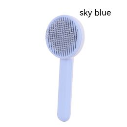 Round Head Self-cleaning Massage Pet Comb (Option: Sky Blue-As Shown In The Picture)