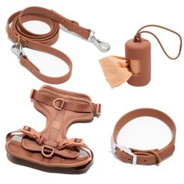 Dog Tactical Chest Back Anti-bite Waterproof Collar (Option: Brown Four Piece Set-S)