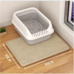 Cat Litter Mat Double Layer Filter Anti-bring Out (Option: Beige-30x45)