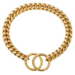 Pet Supplies Stainless Steel Drag Chain Double Ring (Option: Gold-50cm)