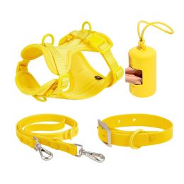 Dog Tactical Chest Back Anti-bite Waterproof Collar (Option: Yellow Four Piece Set-XS)