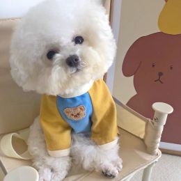 Poodle Dog Clothes Korean Pet Pullover Sweater (Option: Blue Yellow Bear-XXL)