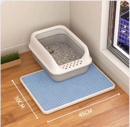 Cat Litter Mat Double Layer Filter Anti-bring Out (Option: Sky Blue-30x45)