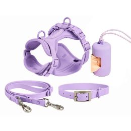 Dog Tactical Chest Back Anti-bite Waterproof Collar (Option: Purple Four Piece Set-S)