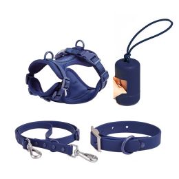 Dog Tactical Chest Back Anti-bite Waterproof Collar (Option: Sapphire Blue Four Piece Set-S)