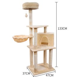 Multi-layer Jumping Platform Wooden Cat Toy Chamfer (Option: 801 Beige-47x37x133cm)