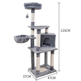 Multi-layer Jumping Platform Wooden Cat Toy Chamfer (Option: 801 Light Gray-47x37x133cm)