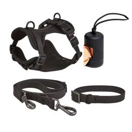 Dog Tactical Chest Back Anti-bite Waterproof Collar (Option: Black Four Piece Set-S)