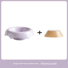 High Leg Ceramic Cat Food Bowl (Option: Roland Purple-Low base)