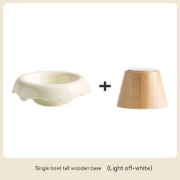 High Leg Ceramic Cat Food Bowl (Option: Light Beige-High base)