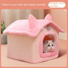 Cute Princess Cat Nest Thickened Puppet Winter Cat Pet Princess Bed (Option: Fairy House Nest-Large Bejirog Thick Warm)