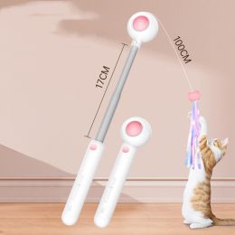 NEW 2-in-1 Retractable Cat Wand Toys Gravity Pet Laser Tease Cat Stick Self Hi Toy With Ball (Option: Pink-Ordinary model)