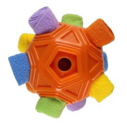 Pet Dog Hollow-out Bite-resistant Smell Toy Ball (Option: Orange Body-Rainbow)