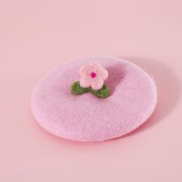 Pet Cat Dog Wool Felt Flower Hat (Option: Pink Little Flower Hat)