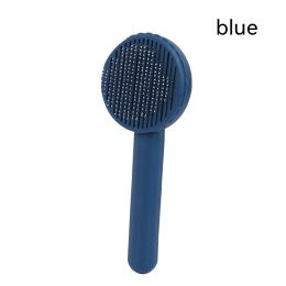 Round Head Self-cleaning Massage Pet Comb (Option: Blue-As Shown In The Picture)