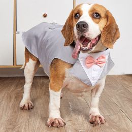 Dog Pet Swallowtail Wedding Clothing Suit Jacket (Option: Gray-S)