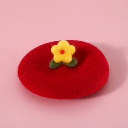 Pet Cat Dog Wool Felt Flower Hat (Option: Yellow Little Flower Hat)