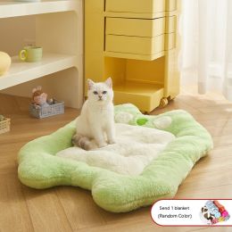 Universal Thickened Fleece-lined Pet Cat Bed Mat (Option: Green Blanket-S)