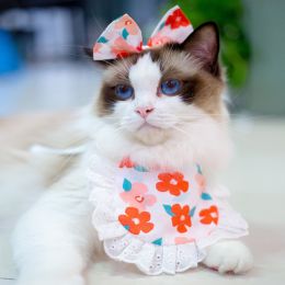 Cat Lace Suit Saliva Towel Princess Style Scarf Bib Decoration (Option: Pansy Bib Headdress Flower-Less Than Free Size)