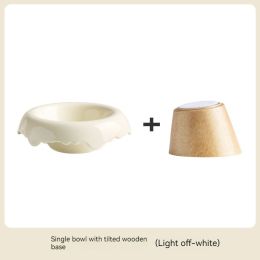 High Leg Ceramic Cat Food Bowl (Option: Light Beige-Inclined base)