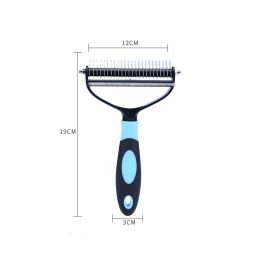 Dog And Cat Dual Purpose Combs For Removing Floating Hair And Dead Knots (Option: Blue-L)