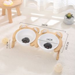 Cervical Spine Tilt Ceramic Cat Basin (Option: Dog-Double bowl)