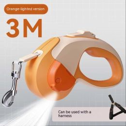 Retractable Luminous Automatic Hand Holding Rope Outing Pet Supplies (Option: Vitality Orange-3M)