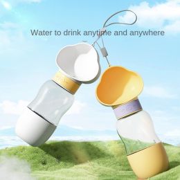 Dog out water bottle dog kettle portable accompanying water bottle dog walking water bottle pet drinking water feeding water dispenser supplies (colour: Common to cats and dogs, size: White clouds large -600ml)