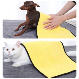 New coral velvet speed pet dry towel dog cat bath towel soft absorbent pet bath towel (Color: [Large dog] 70 * 140cm, size: Yellow)