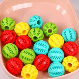 Pet molar toy watermelon ball silicone toy dog molar ball bite-resistant, teeth-cleaning and food-leakage ball chewing dog bite toy (Color: Blue string knot, size: 6 cm in diameter)