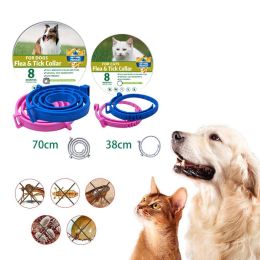 Boxed Anti Flea And Tick Dog Collar Dog Antiparasitic Collar Cat Mosquitoes Insect Repellent Retractable Deworming Pet Accessories (Color: pink, size: 70cm)