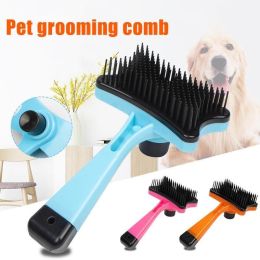 Plastic Push Brush for Cat and Dogs Pet Groom Bath Brush Hair Removal Brush Best Price (Color: Orange)