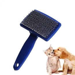 Pet Needle Combs Massage Pet Hair Remover Brush Cats Fur Cleaning Stainless Non-Slip Flea Chihuahua Pet Grooming Dog Supplies (Color: Green, size: L)