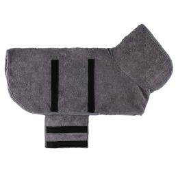 Pet Bath Towel For Dog & Cat; Microfiber Dog Bathrobe; Absorbent Cat Towel; Quick Dry Pet Bathrobe (Color: grey, size: L)