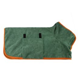 Pet Bath Towel For Dog & Cat; Microfiber Dog Bathrobe; Absorbent Cat Towel; Quick Dry Pet Bathrobe (Color: Dark Green, size: L)