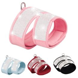 Pet Harness For Dog & Cat; Rhinestone Soft Cat Harness; Soft Dog Vest Harness For Outdoor Walking (Color: pink, size: S)