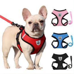 Reflective Pet Harness And Leash Set For Dog & Cat; Adjustable No Pull Dog Harness With Soft Mesh (Color: pink, size: M)