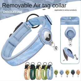 Cross-border new dog collar airtag locator anti-lost pet collar; Pet Collar with AirTag Case Holder (colour: Camouflage blue collar set, size: XL)