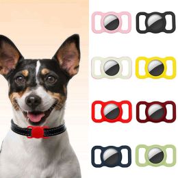 2pcs Pet Silicone Protective Case Dog Cat Collar Loop For Apple Airtags Cover For Air Tags Locator Tracker Anti-lost Device New (Color: purple 2pcs)