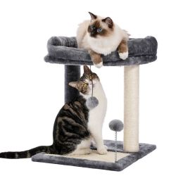 Indoor Small Cat Tree with Pad Fully Wrapped Scratching Posts (Type: Style B, Color: Gray)