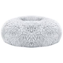 Pet Dog Bed Soft Warm Fleece Puppy Cat Bed Dog Cozy Nest Sofa Bed Cushion L Size (Color: Gray, size: L)