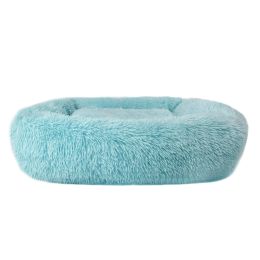 Soft Plush Orthopedic Pet Bed Slepping Mat Cushion for Small Large Dog Cat (Color: Blue, size: S ( 22 x 18 x 8 in ))