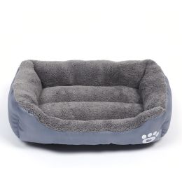 Pet Cushion Mat Square Four Seasons Universal Winter Fleece-lined Warm Dogs And Cats (Option: Gray-S)