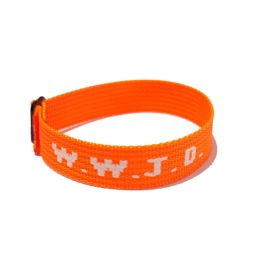 Jacquard Printed Wrist Strap Bracelet Ribbon Unisex WWJD Bracelet Adjustable Bracelet (Option: Orange Print)